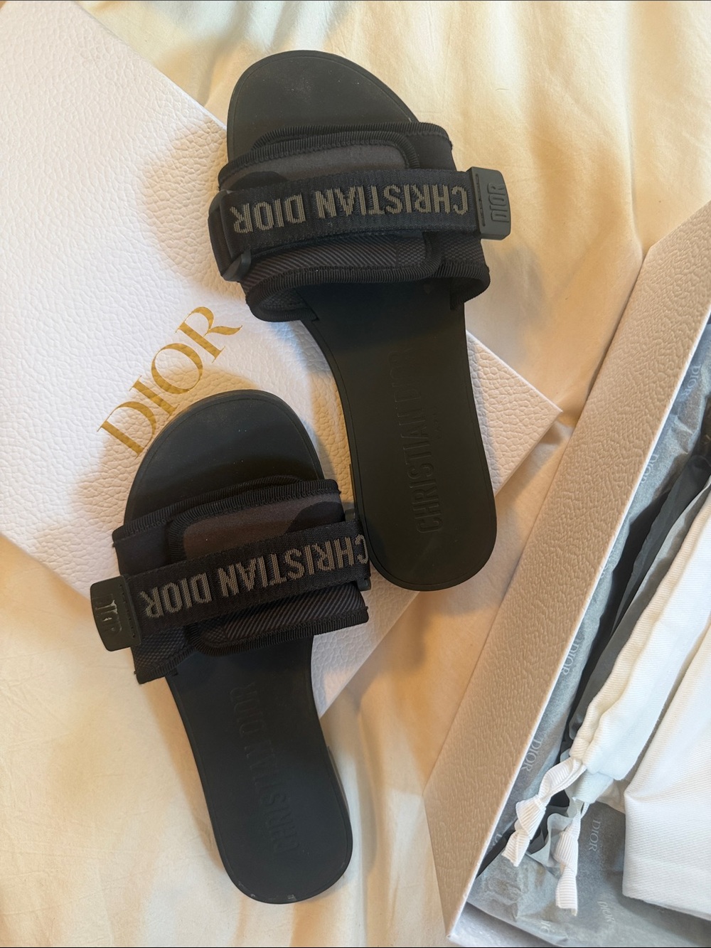 Dior Black Logo Strap Slide Sandals - Picture 2 of 7